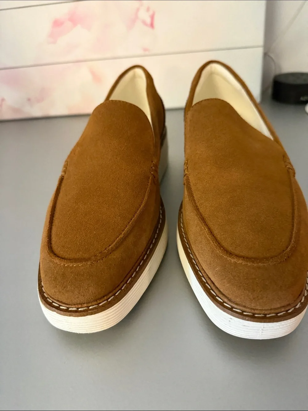 Cole Haan Women's Suede Loafers in Cognac Brown Size 9